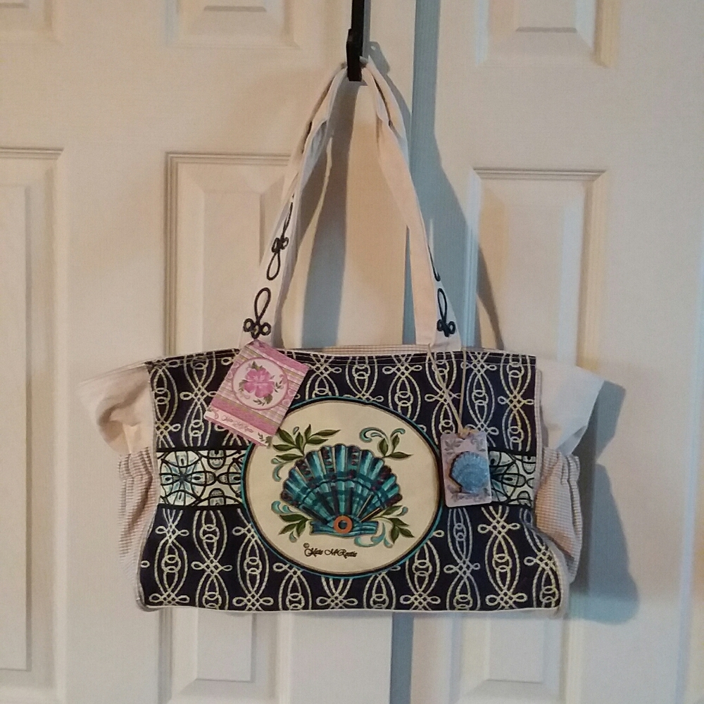 Kate McRostie Canvas Bag With Shell & Beads